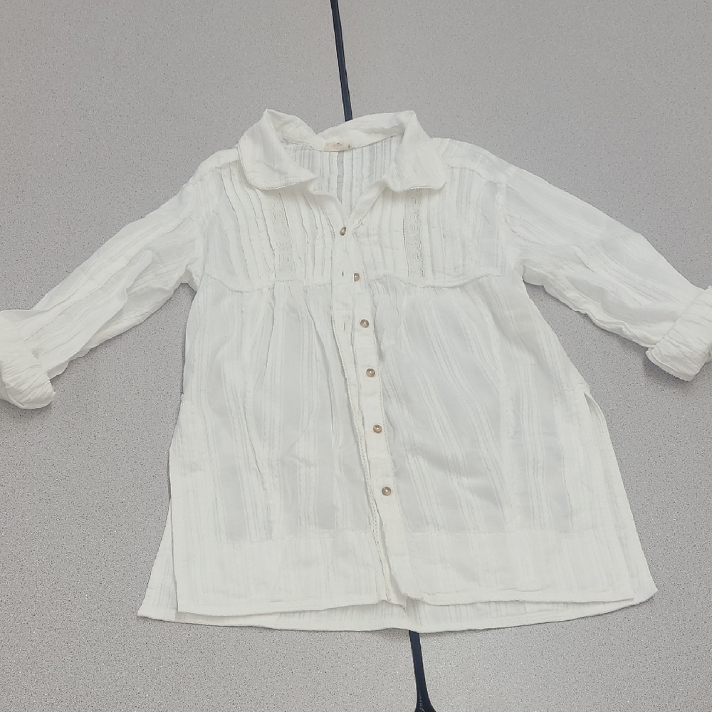 Pilcro White Cotton Lightweight Button-Up Tunic/Swim Cover Size S - Picture 3 of 12